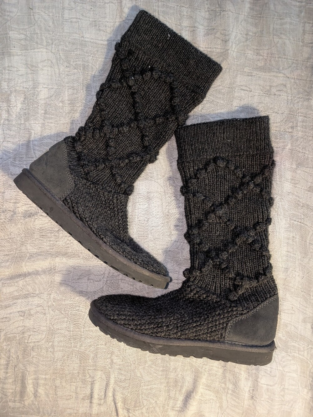 UGG Australia Argyle Knit Boots Grey Rare Discontinued Style # 5879 Ladies Sz 7
